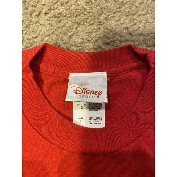 Disney Store 2004 Red/Blue Felt Mickey Mouse Short Sleeve T Shirt Size Large - Picture 6 of 6